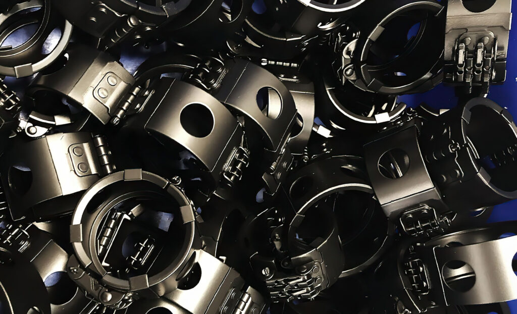 Fluid Fittings, Orkal, Tooling, aerospace, supply chain Orkal Industries exhibits aircraft-grade numbered plastic handcuffs on a blue logistics-support service background, hinting at their aerospace quality assembly solutions.