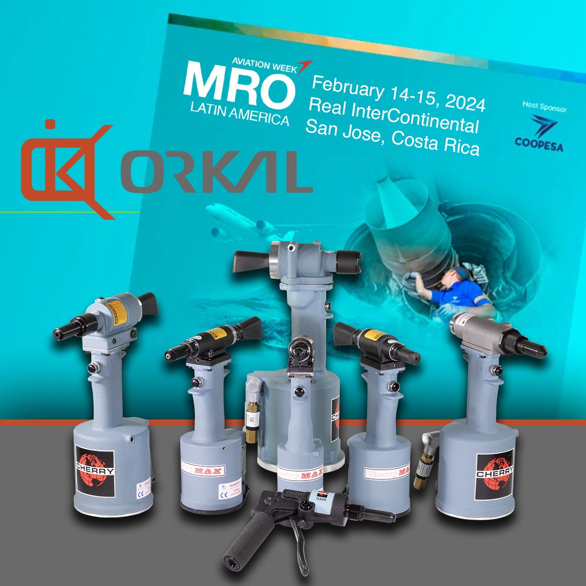 Promotional image for mro week latin america featuring a display of industrial torque wrenches, set against a backdrop with event details.