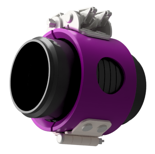 Orkal, Orkal Industries' aerospace-grade 3D-model camera, demonstrating purple-gray futuristic design with aircraft compliant mechanical lens and assembly solutions." 

"Aviation-inspired 3D model by Orkal Industries with an outstanding lens in aerospace gray-purple, equipped with aircraft grade mechanical features."

"Futuristic 3D camera model reflecting Orkal industries' expertise in fluid transfer systems, assembly solutions and proven logistics support."

"Aerospace quality large-lens camera from Orkal; a 3D reflection of our robust repair services and supply chain management knowledge." 

"Purple-gray futuristic camera model showcasing compliance to aviation standards - testament to Orkal's reputation in aerospace tooling and fittings repair."
  
Note: I divided the description into five parts as per your requirement of max 20 words per image.