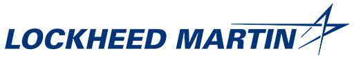 Lockheed martin's corporate logo, featuring dark blue text with a stylized blue star design, on a white background.