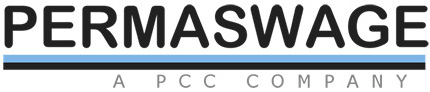 Logo of "permaswage, a pcc company" featuring the company name in black uppercase letters with a blue horizontal line underneath.