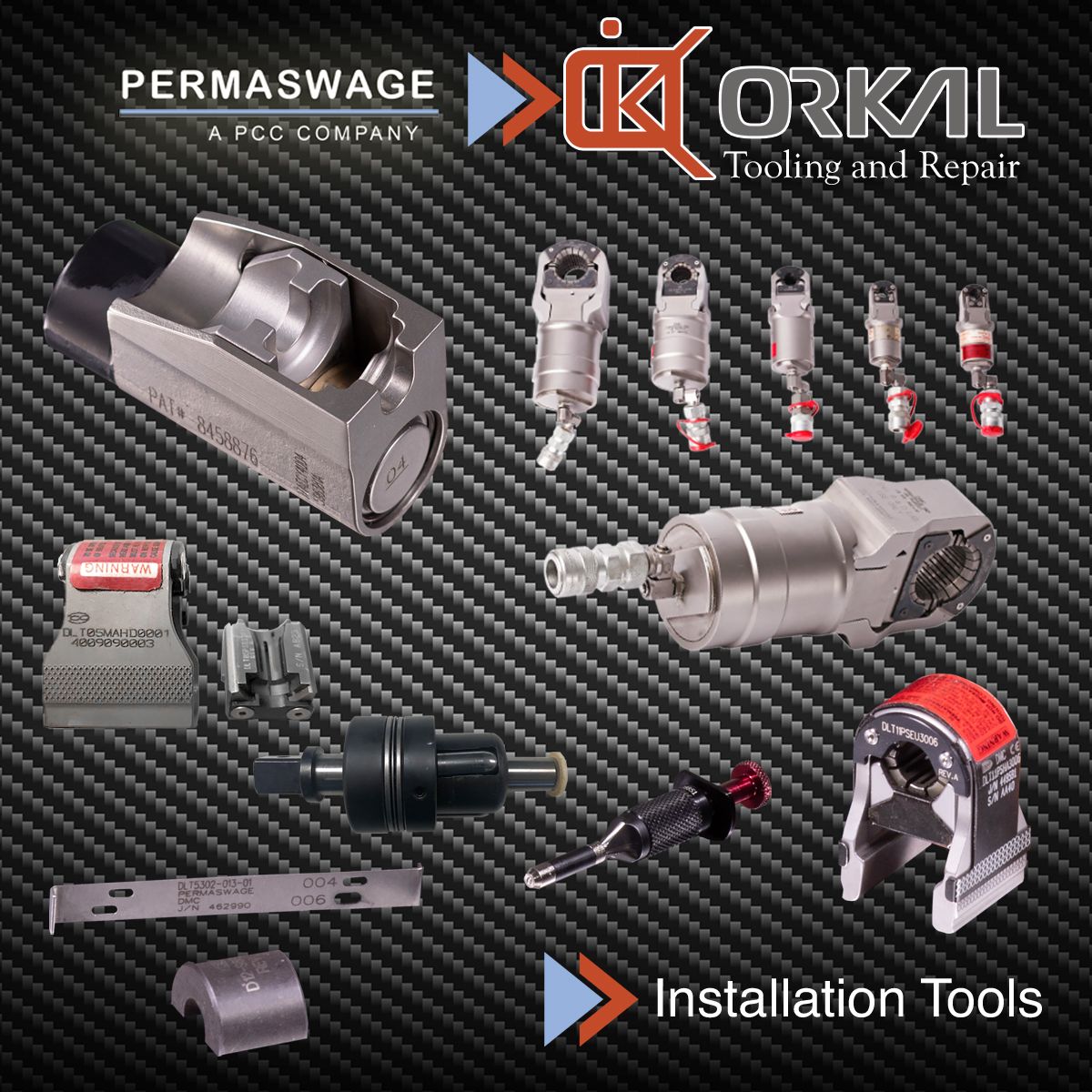 Orkal, Precision metal installation tools on carbon fiber. Permaswage, Orkal Tooling and Repair provide aerospace-grade fittings, tooling, assembly and repair solutions.