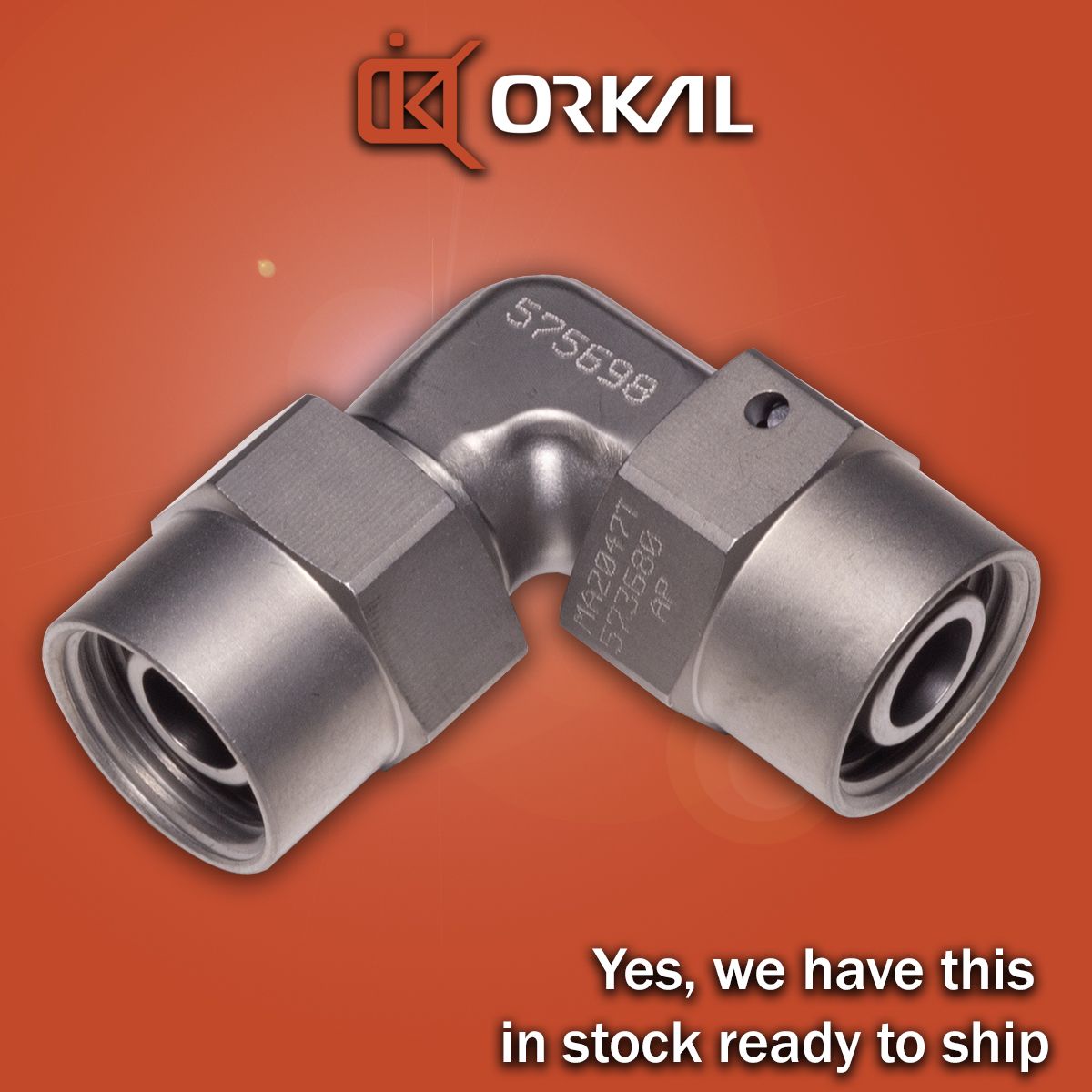 Orkal, ORKAL Aerospace-Grade Hex Elbow Code 5726598, full logistics and repair support. Stocked for immediate dispatch.